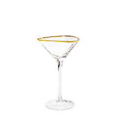 Glass «Evans» transparent with gold rim for triangular martini