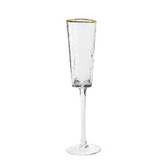 Glass «Evans» transparent with gold rim for champagne