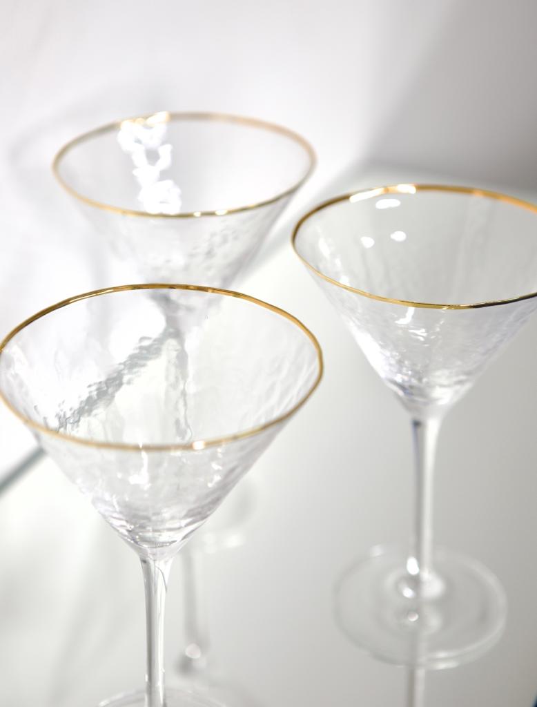Бокал «Эванс» прозрачный с золотым кантом для мартини круглой формы — 2
