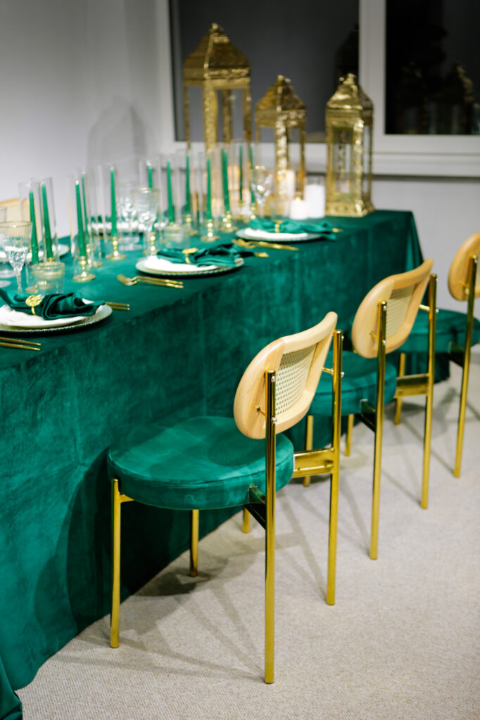 Chairs «Rondi» gold, backrest rattan, seat zelyonoe — 4