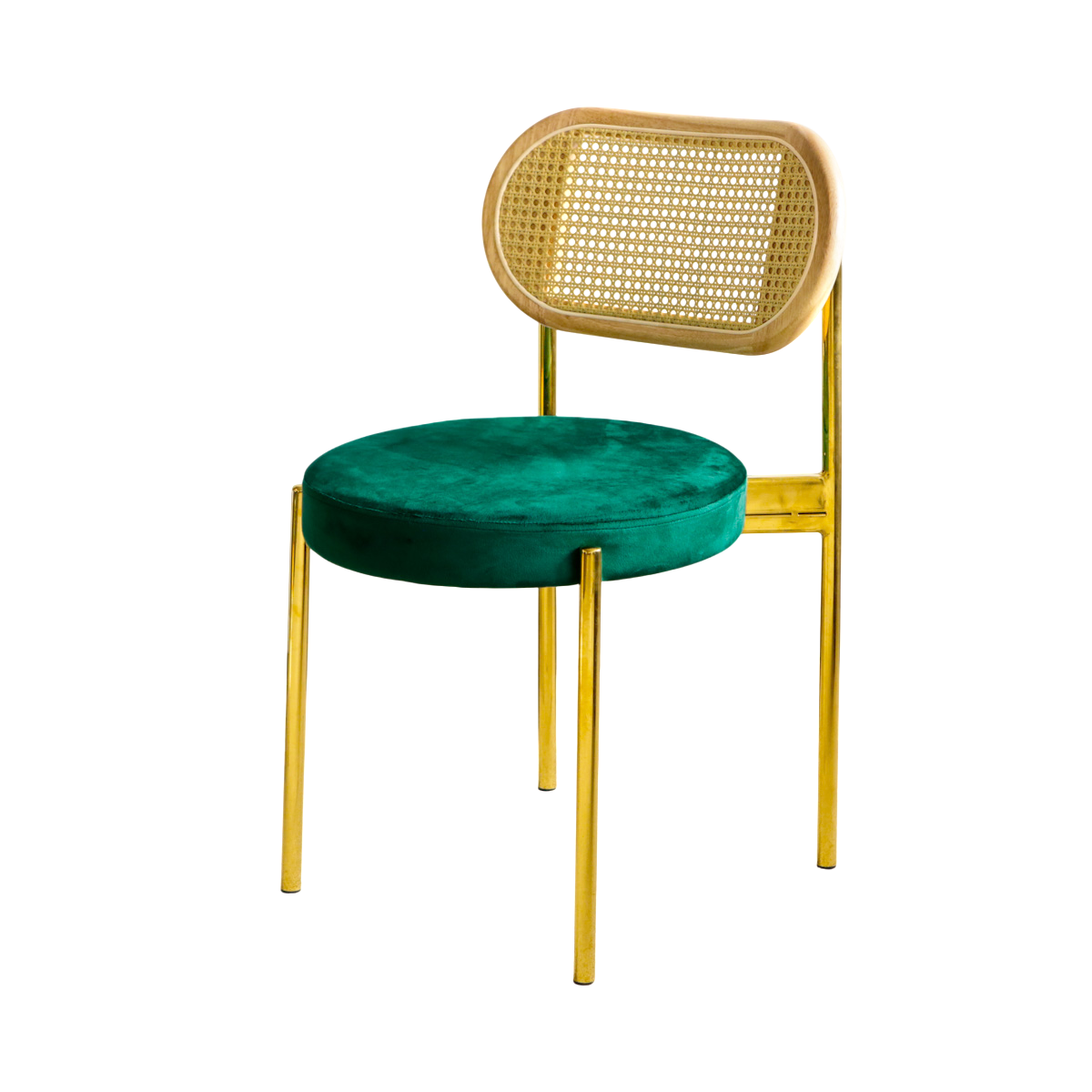 Chairs «Rondi» gold, backrest rattan, seat zelyonoe — 1