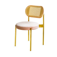Chairs «Rondi» gold, backrest rattan, seat pylno-rozovoe