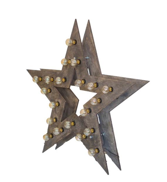 Звезда деревянная с лампочками — 1