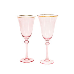 Glasses «Dzhimbo» pink with gold rim set