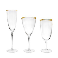 Glasses «Atlant» transparent with gold rim set made of 3-ex
