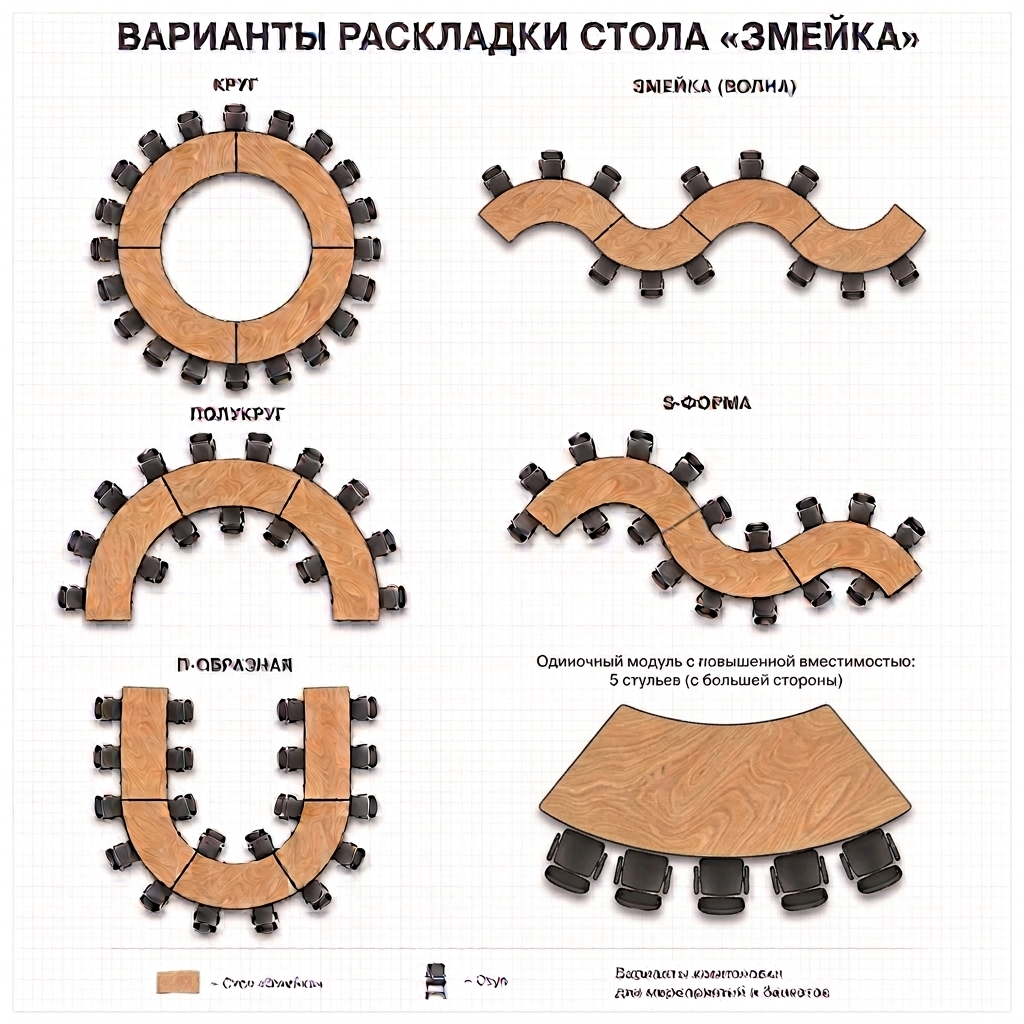 Столы «Змейка» 183х91 см — 10